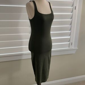 Zara jersey body con midi dress sz M green NWT